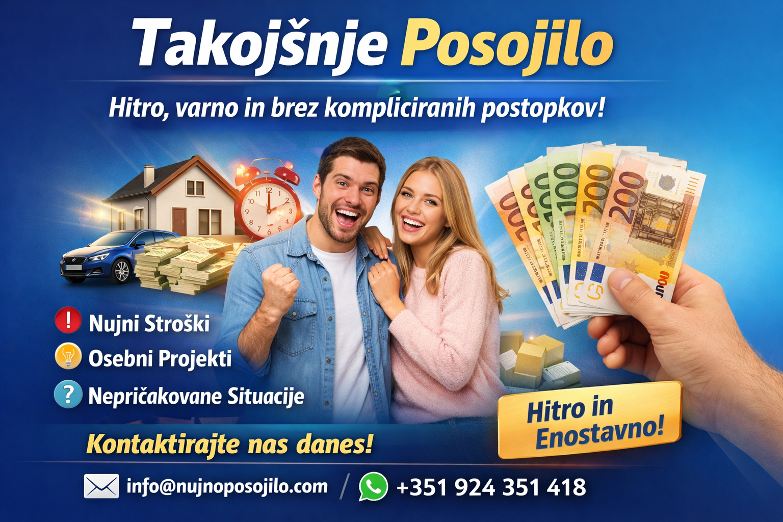 Takojšnje posojilo – takojšnji spletni kredit s hitro odobritvijo in izplačilom v rekordnem času